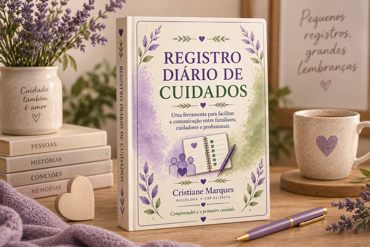 Mockup do material Registro Diário de Cuidados